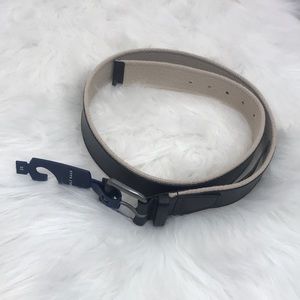 Cole Haan Black Leather Belt with webbing NWT